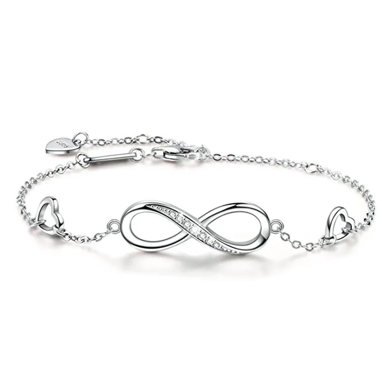 ATHENAA mujeres infinito amor joyería de plata de ley 925 ajustable pulsera del encanto para las mujeres o las niñas regalos Día de la madre