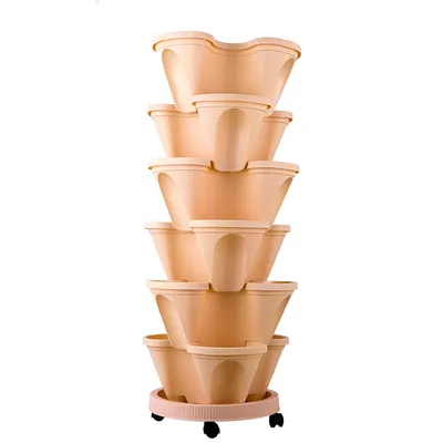 Jardinière verticale en plastique, Pot de fleurs empilable, Pots de jardin