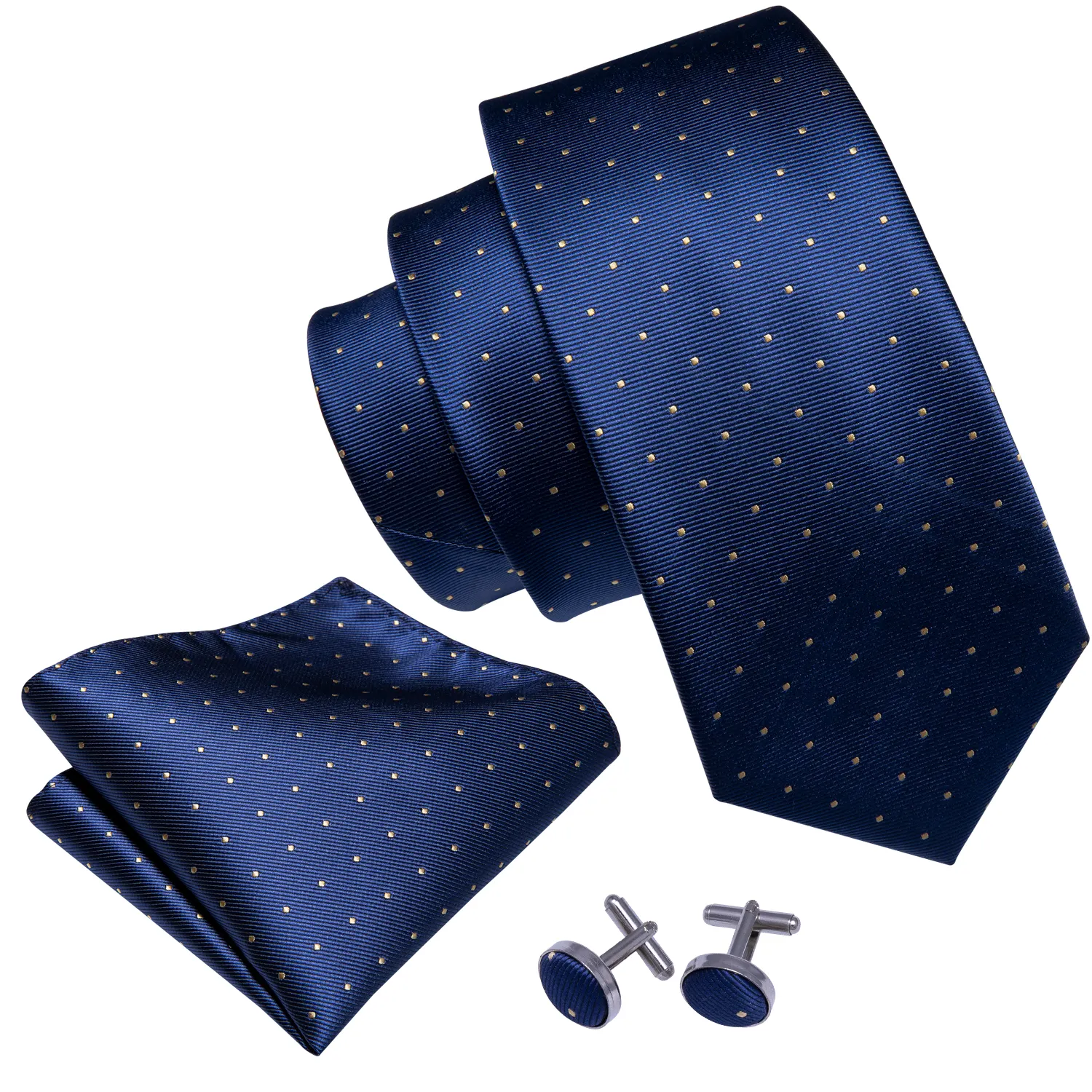 Custom Design Mode Herren Krawatten Hochwertige gewebte Marineblau Polka Dot Seiden hals Krawatten