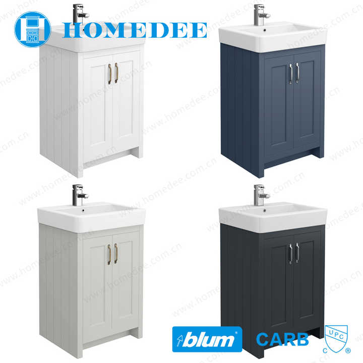 Homedee 560mm Blue Bathroom Pvc Wash Basin Cabinet Vanity Combo Solid Wood Particleboard,solid Wood Modern Floor Mounted 10 Sets