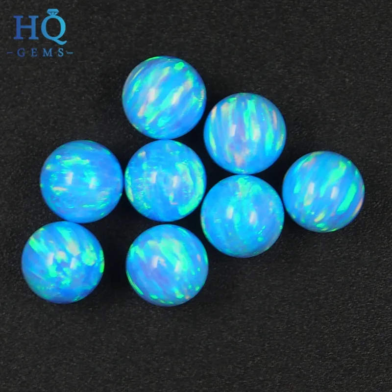 Pierre d'opale synthétique personnalisée, vente en gros, perles de laboratoire, blanc, bleu, prix en vente