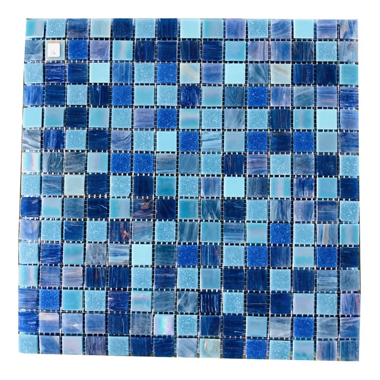 Blu di colore della miscela di pietra del cubo di nuoto piscina Cina piastrelle di mosaico di vetro