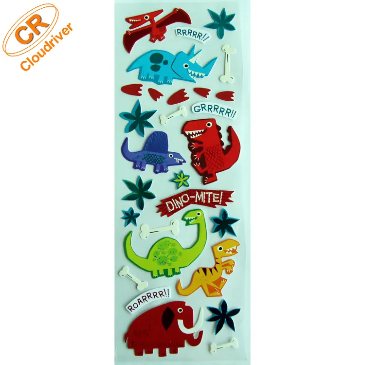 OEM Full Color Printed Decoration Abnehmbarer Dinosaurier-Papier aufkleber für Kinder