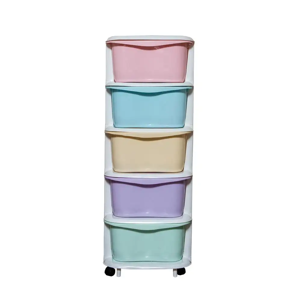 Hight Quality Bright Candy Colors 3 Layer Plastic Storage Cabinet Drawer With Wheel