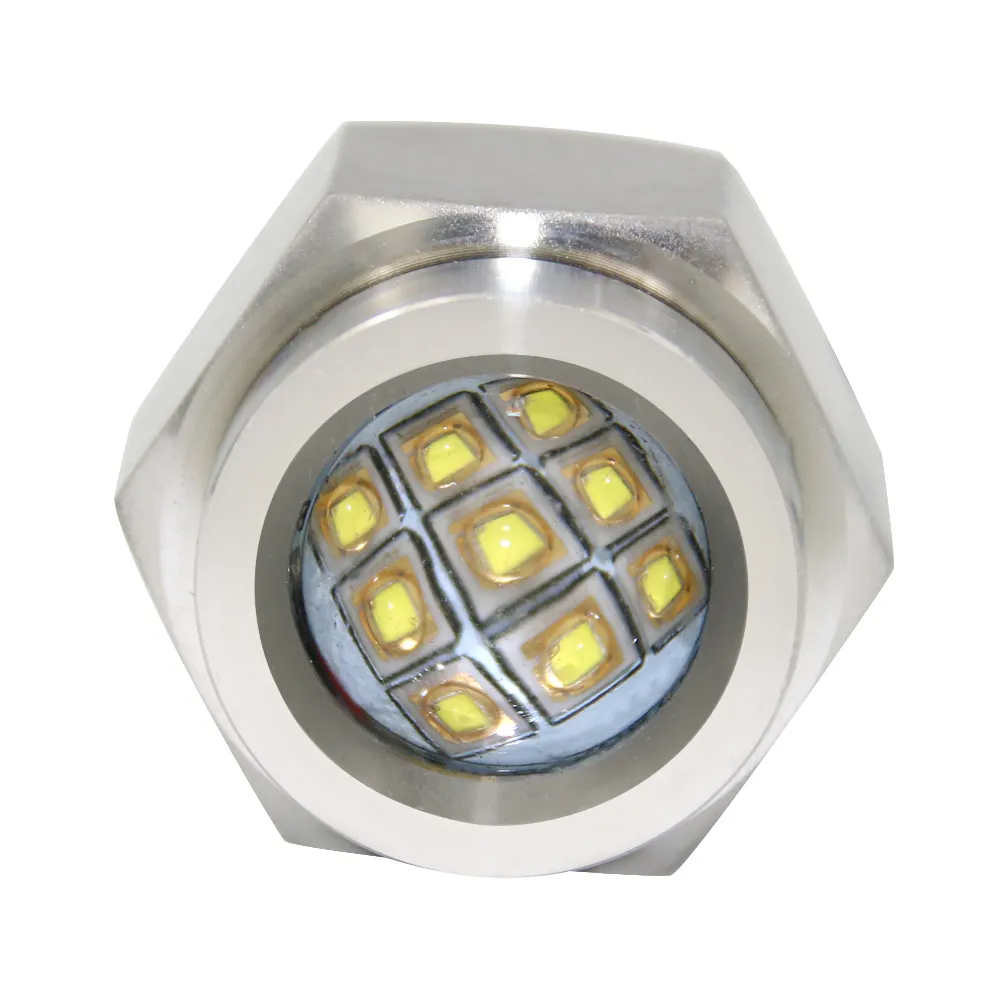 9X3W Lampu LED Mini Warna Tunggal 30MM 1/2 "NPT Putih 12V 27W Lampu Gantung Perahu LED Lampu Laut Bawah Air