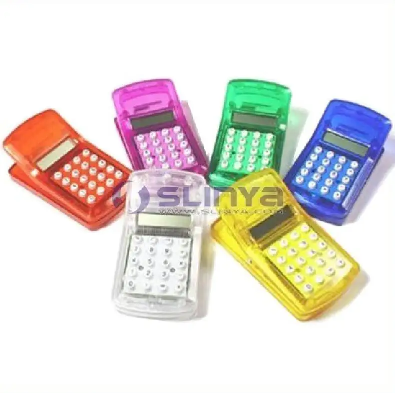 Mini Calculadora de clip de regalo de plástico de 12 colores personalizados