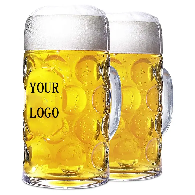 Logo personalizzato 1L Oktoberfest Tedesco Boccale di birra di Plastica Classico Tedesco Boccale di birra con Fossette