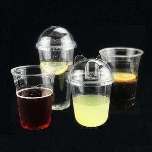 חד פעמי 100% PLA ברור כוס מתכלה הדפסה מותאם אישית לוגו פלסטיק ברור PP Pla כוסות עם מכסה גואנגזו