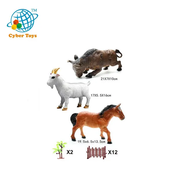 Simulação em massa de plástico fazenda 3d animal zoológico, crianças brinquedos, selva, animal, conjunto de brinquedo com touro, cavalo, ovelha, rabo