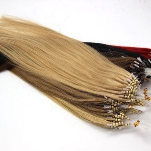 14-32 inch 100 s 1 g/s מיקרו טבעת חרוזים קל Loop ברזילאי שיער טבעי הרחבות שני טון Ombre שיער ישר גלי מתולתל