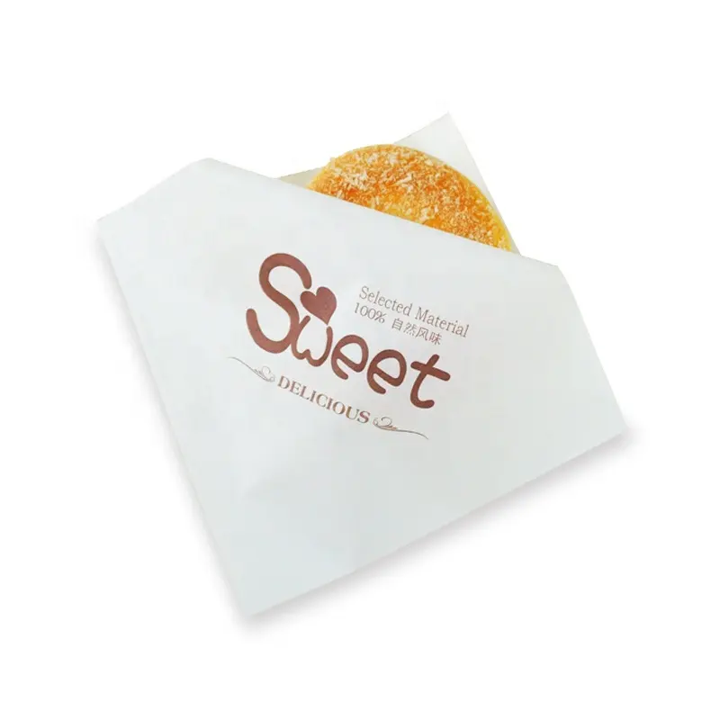Saco de papel descartável do waffle do logotipo personalizado, bolsa de papel da cera do triângulo à prova de óleo