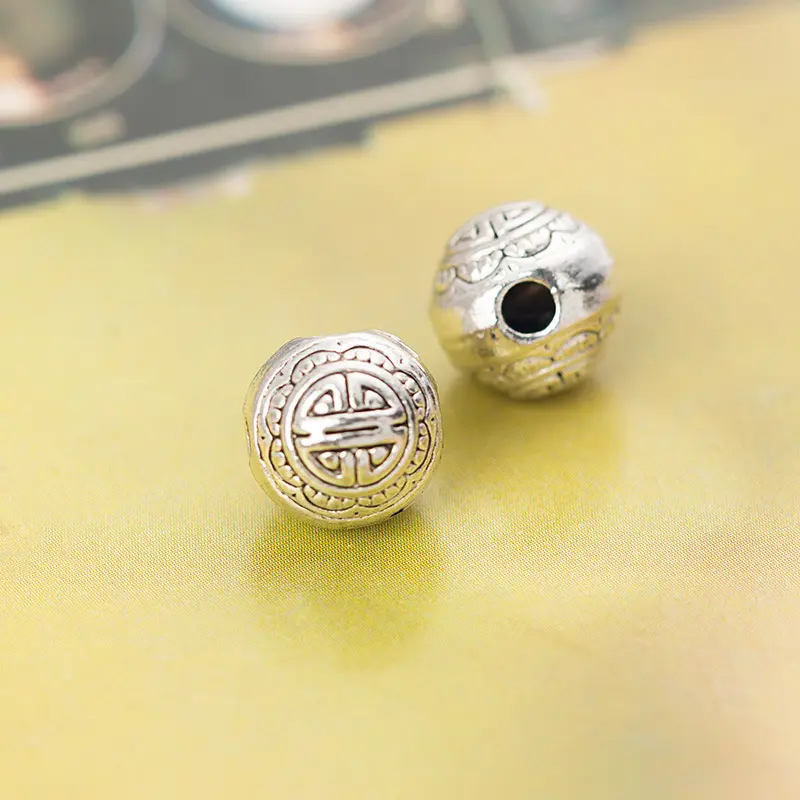 10Mm Thái Lan Sterling Silver Khắc Hoa Filigree Hạt SIL157