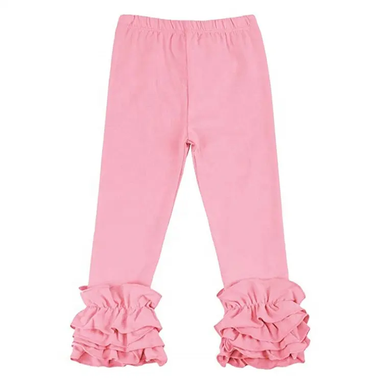 Customized Solid Color Candy Colors Leggings Soft Cotton Girls Wholesale kids leggings Children Baby Icing Ruffle Pants