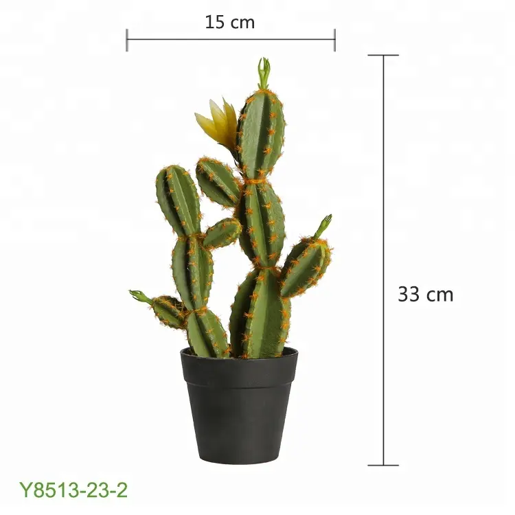 Venta caliente 33 cm EPE de plástico flores de Cactus con piedra en olla