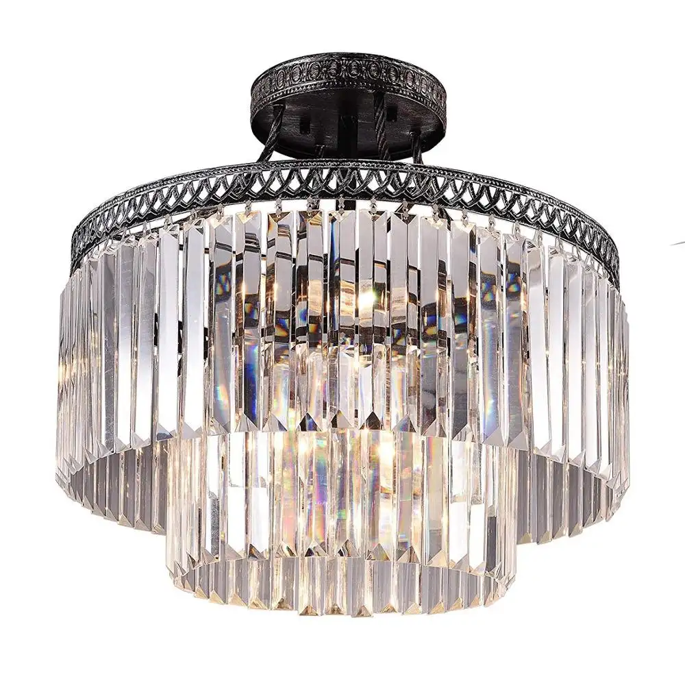 Luxo Moderno Pingente de Lustre de Cristal Lâmpada Do Teto com Antique Sliver acabamento