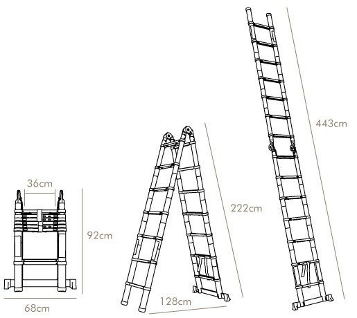 Aluminium  Ladder with Extension Safety 3.2 Meter adjustable telescopic folding step ladder