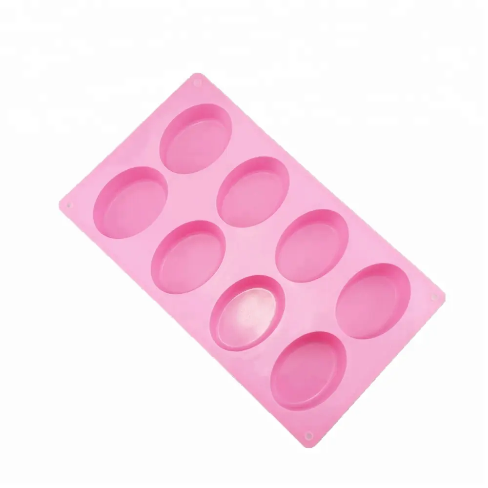 Venda quente oval handmade molde sabão silicone, molde de silicone para sabonete feito 8 cavidades