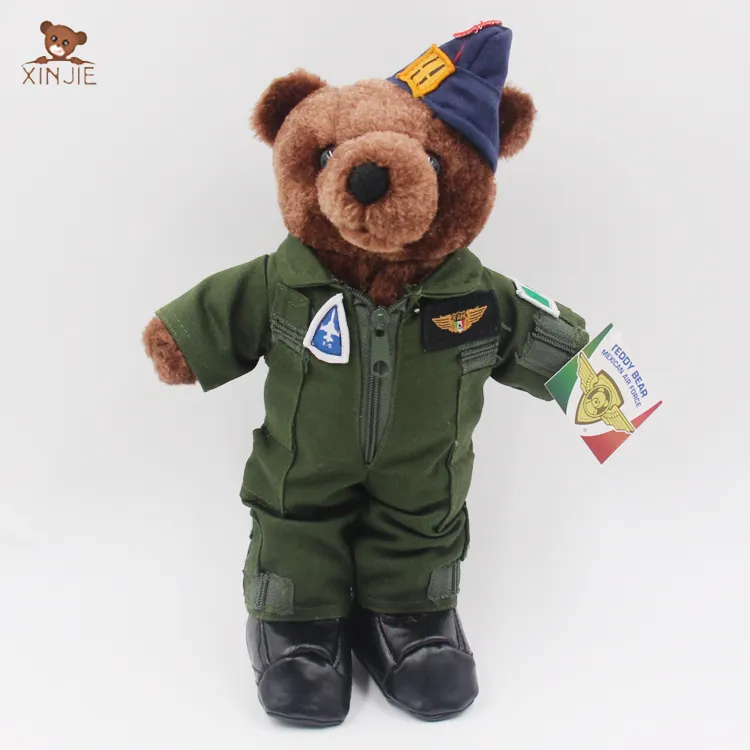 Ours en peluche de bonne qualité, tout-petit, personnalisé, avec uniforme de l'armée