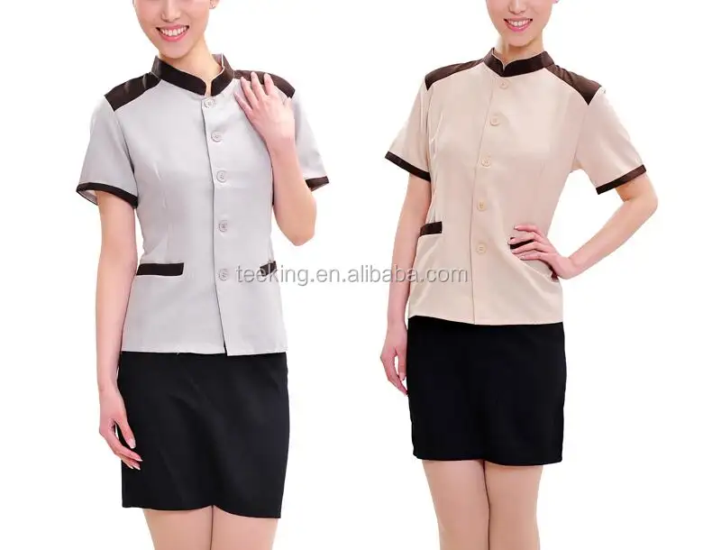 Custom fashion short sleeve hotel receptionist uniforms