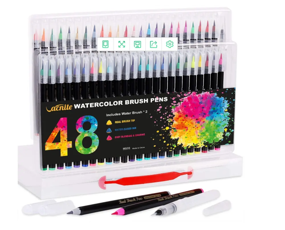 48 cores água cor escova canetas para palavra arte pintura canetas