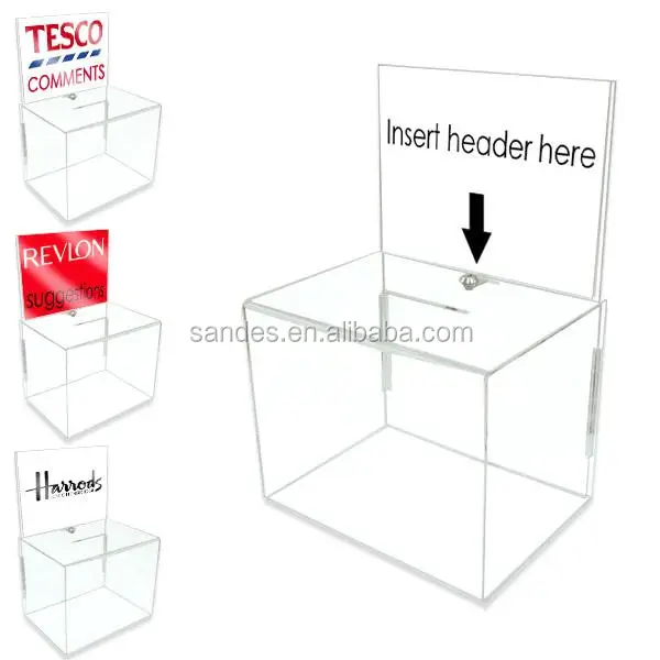 Hot Acrylic Donation Money Box Plexiglass Suggestion Box Lucite Ballot Box