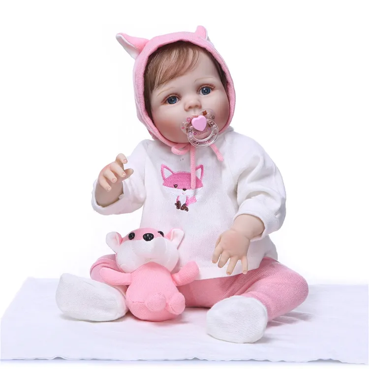 NPK 55 centímetros Realista cheio de silicone Bonecas Reborn Bebê Menina Bebes Reborn de Silicone Realista bonecas bebe Bonecas com Roupas Bonito brinquedo