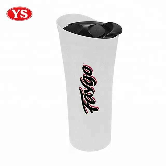 Taza termo de plástico de doble pared de 16oz con tapa