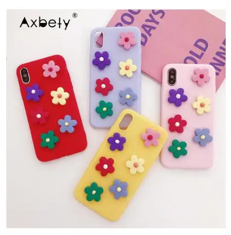 OEM per iPhone 7 Plus X XR XS Max custodia per bambini con motivo a fiore 3D custodia in morbido TPU per iPhone 8 6 Plus 5s se alla moda graziosa Cover