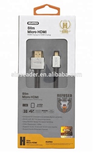 ארוחת ערב Slim כבל HDMI-type d מעל ethernet, תמיכה 3D, ערוץ אודיו שבות (arc)