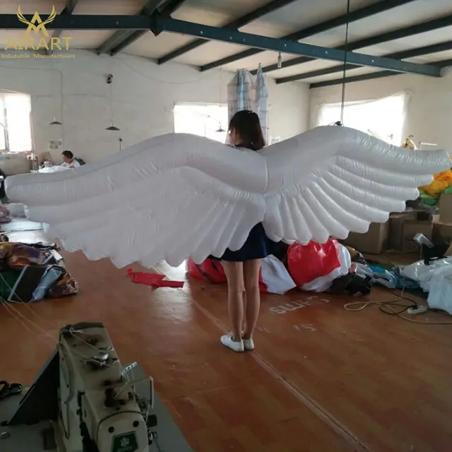 Traje inflável de 2m, fantasia de asas de anjo para eventos