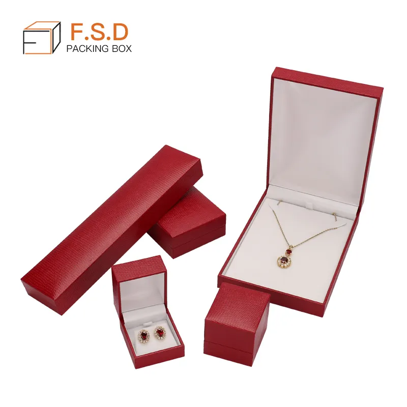 Fashion Red Plastic Jewelry Box Wholesale Paper Box for Ring Pendant Bangle Necklace Packaging Personalized Gift Boxes