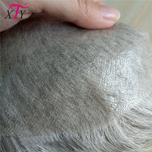 厂家直销价格印度雷米人发超薄皮肤男士假发与灰色头发
