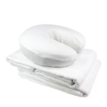 High Quality Polyester Cotton White Massage Table Bed Sheet Set Spa Flat Twin Sheet