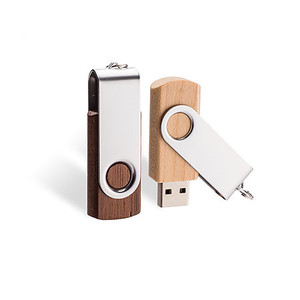 热卖时尚木制 pendrive 金属旋转 usb 闪存驱动器为 PC