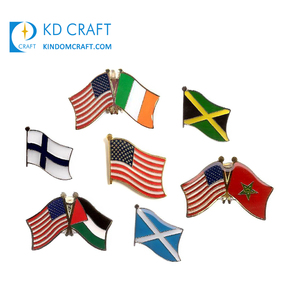 Wholesale Cheap Custom Metal Stamping Enamel Friendship Double Country America Kuwait Flag <strong>Badge</strong> - Product Image 4