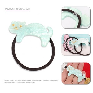 猫形儿童弹性发带批发彩色亚克力发带廉价女童发带 - Product Image 3
