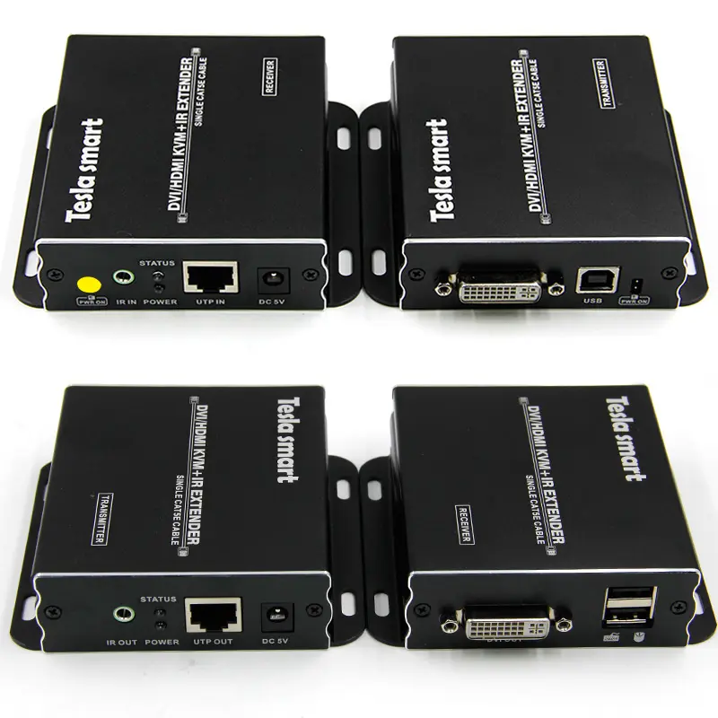 TESmart-extensor KVM DVI para teclado, transmisión de datos de ratón a través de LAN, 60Hz @ 1920x1080 (para 50M UTP), 50M DVI/HDMI KVM + extensor IR