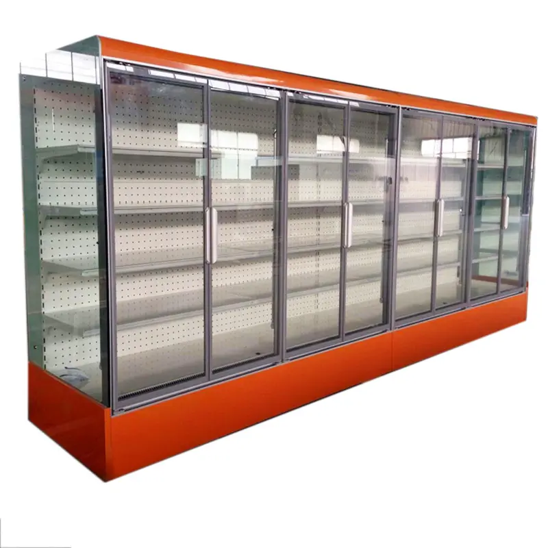 Vidro vertical da porta da geladeira exibe vidro da vidro usado para o supermercado bebida/leite/cerveja e bebidas