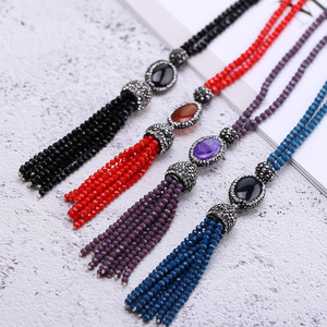 Fashionジュエリー天然石druzyペンダントビーズタッセルネックレス - Product Image 4