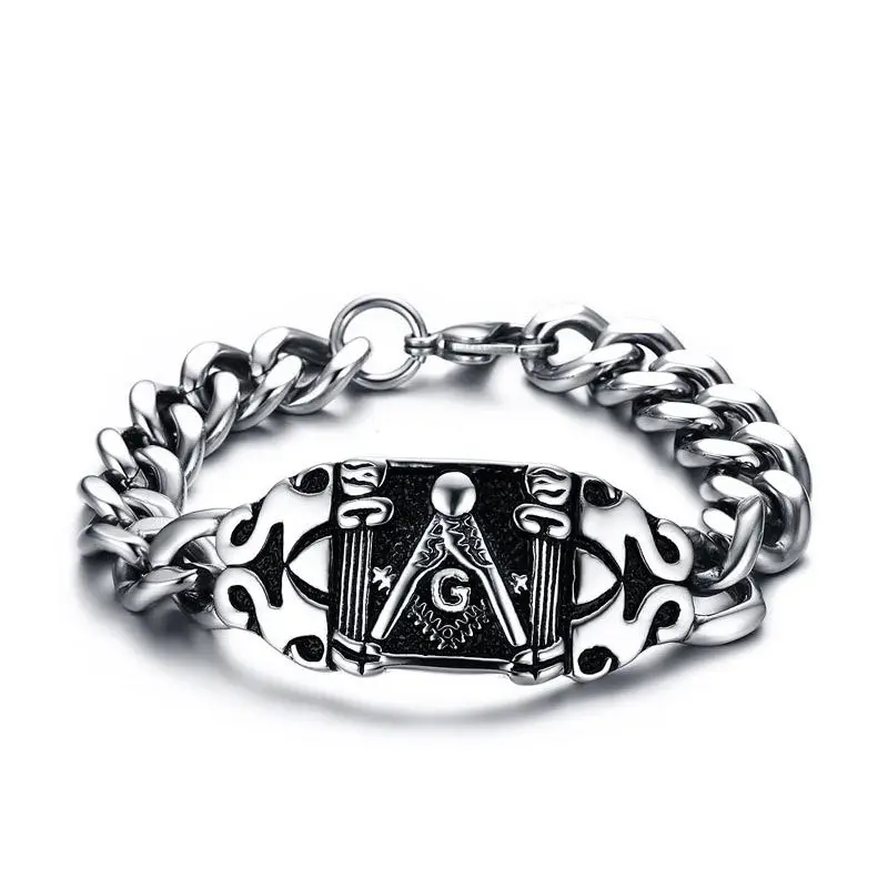 Commercio all'ingrosso catena in acciaio inox grillo massonica bracciale fibbia braccialetti degli uomini dei monili punk del braccialetto personalizzato