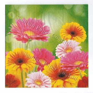 Santian Paper's High Quality 25X25Cm Custom Flower Mint Green Printed 2-Ply <strong>Napkins</strong> Foldable Dinner Serviettes in Pack Style - Product Image 3