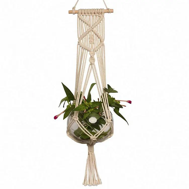 Suspension murale en macramé faits main, 50 pièces, cintre de plantes en corde de coton, pour l'intérieur et l'extérieur