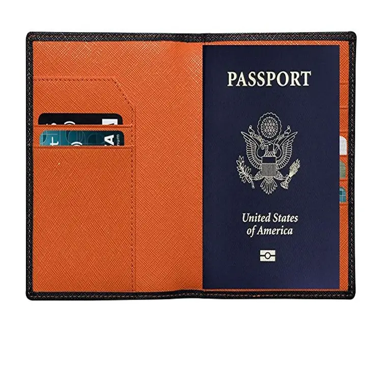 Porta-passaporte de couro Saffiano para viajantes (porta passeport)