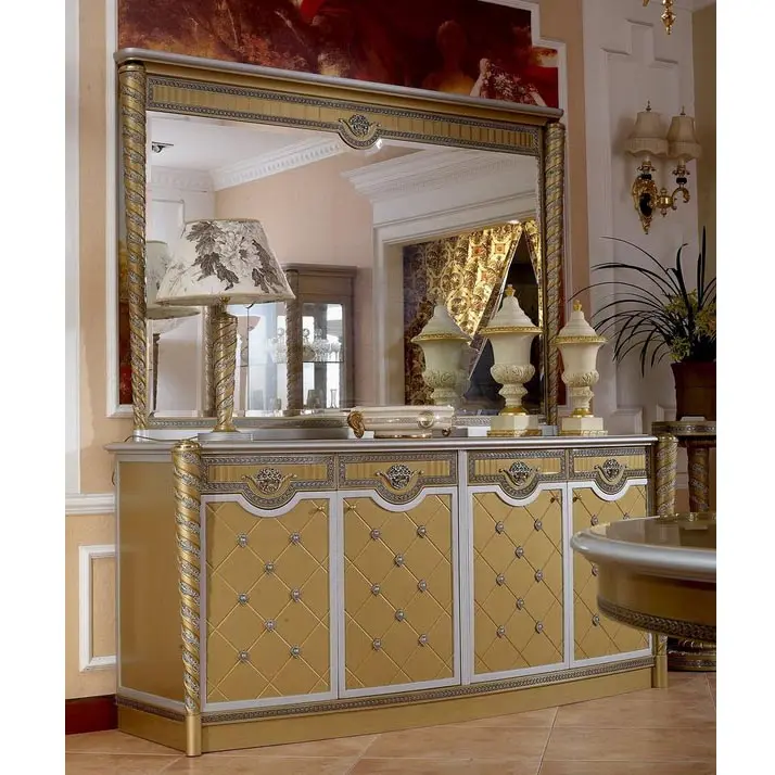 YB16 Luxus Französisch meist verkaufte klassische goldene Buffet Side board Schrank/antike Esszimmer Schrank mit Spiegel