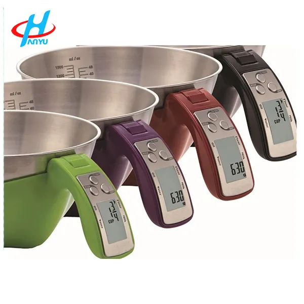 Electrónica digital de plástico de acero inoxidable de medición taza de escala para la cocina de alimentos para mascotas medida taza