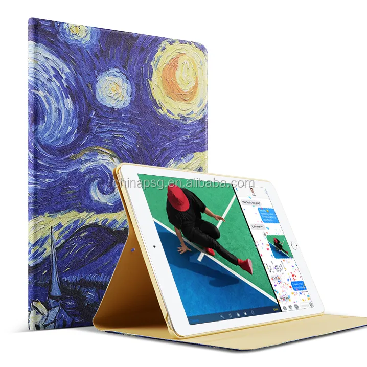 PSG Apple iPad hava 2 için kılıf sevimli desen PU deri Flip Folio standı koruyucu cilt için Apple iPad hava 2nd iPad 6 Tablet