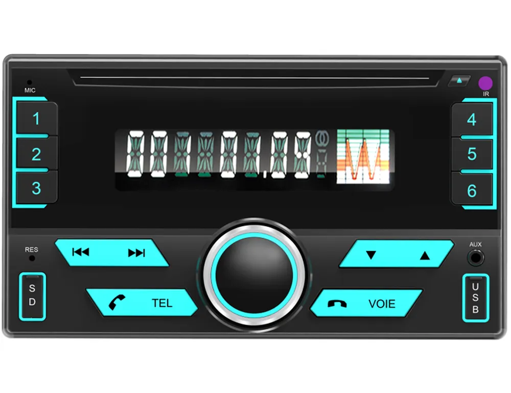 Voiture Audio stéréo Lecteur de Radio FM Récepteur Deux DIN MP3 Joueur avec Entrée AUX En Dash facultatif