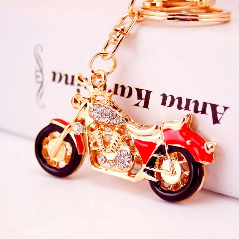 Fashion Cool Rhinestone Steampunk Motorbike Motorcycle Keychain Crystal Key Chain Bag Keyring Pendant Gifts For Friend Jewelry