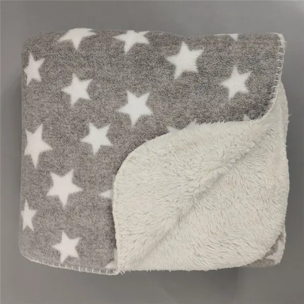 Personalizado diseño de la estrella Super suave de peluche de felpa Polar bebé manta de lana de bebé recién nacido niños lindo manta de bebé de franela