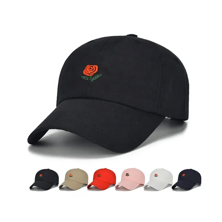 Custom cheap women's black satin lined rose embroidered turkey baseball cap for sale